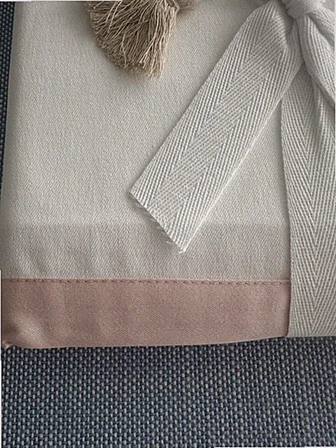 $148 NEW Serena & Lily Border Frame Bedskirt Skirt Pink Sand White Twin PAIR AV