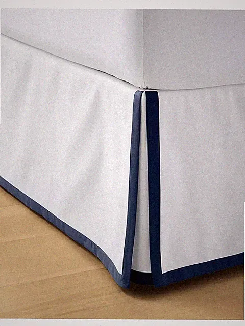 NEW Serena & Lily Border Frame Bedskirt (Queen)-Blue