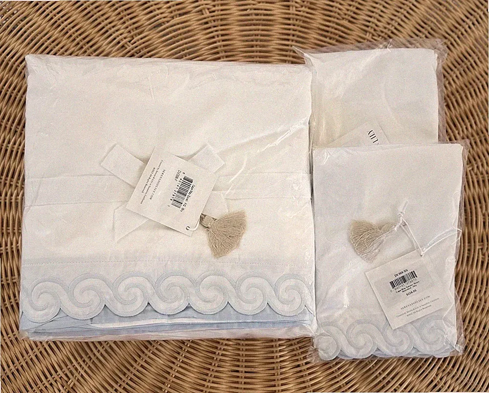 NEW Serena & Lily Cape May Coastal Duvet Cover (F/Q) & 2 Standard Shams-Sky Blue