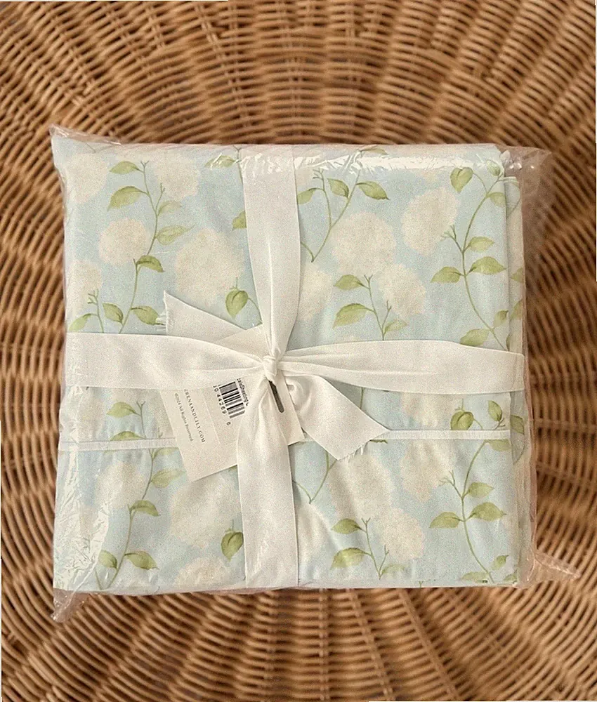 NEW Serena & Lily Hydrangea Percale 4 Pc Queen Sheet Set-Sky Blue