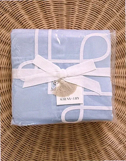 NEW Serena & Lily Southport Sateen Duvet Cover (K/CK)-Cape Blue
