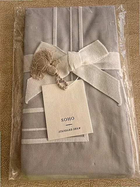 NEW w/ Tags Serena & Lily Soho Standard Sham Fog White Luxury Sateen Bedding
