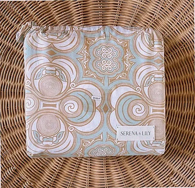 NWOT Serena & Lily Wyeth Duvet Cover (F/Q)-Beige/Blue Green