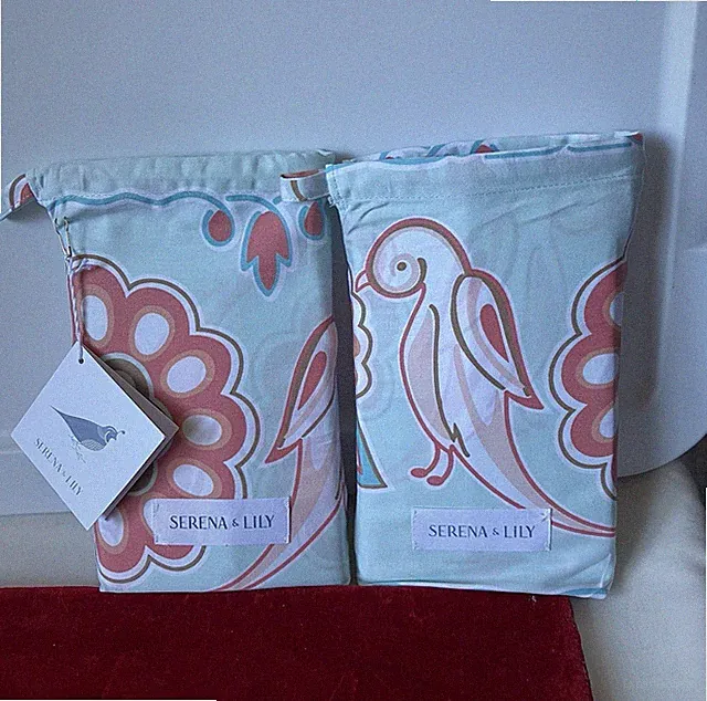 NWT New Serena & Lily TWO 2 Annabel Euro Sham Flower Birds 300 Thread Cotton