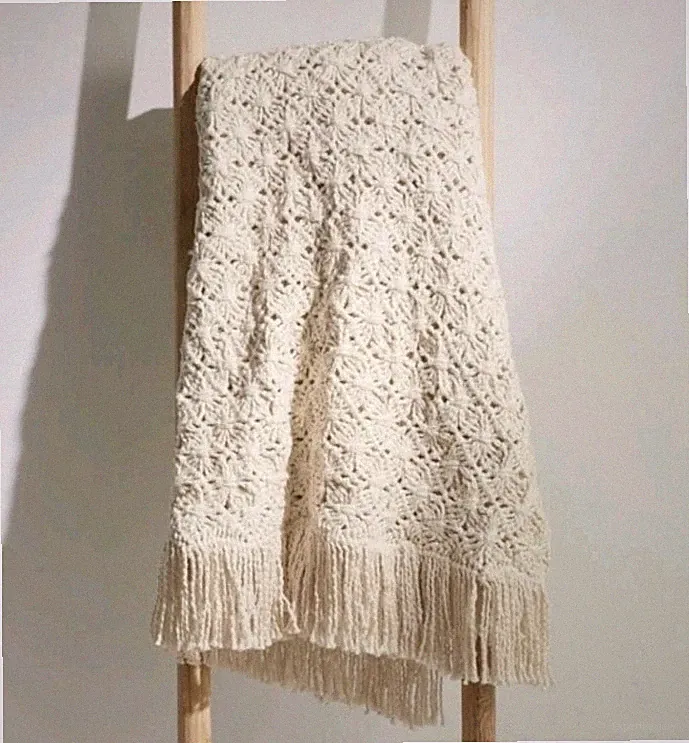NWT Serena & Lily Palma Cotton Throw Blanket Beige Soft Plush Luxury W50 x L70
