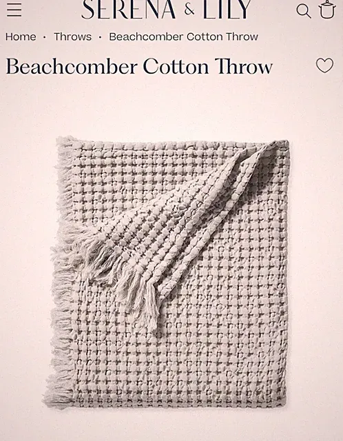 Serena And Lily Beachcomber Throw Fog New With Tags