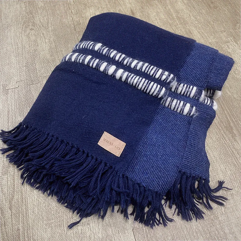 SERENA AND LILY SOUTH SHORE FRINGE TASSLE THROW TAPESTRY BLANKET WOVEN 50" X 70"