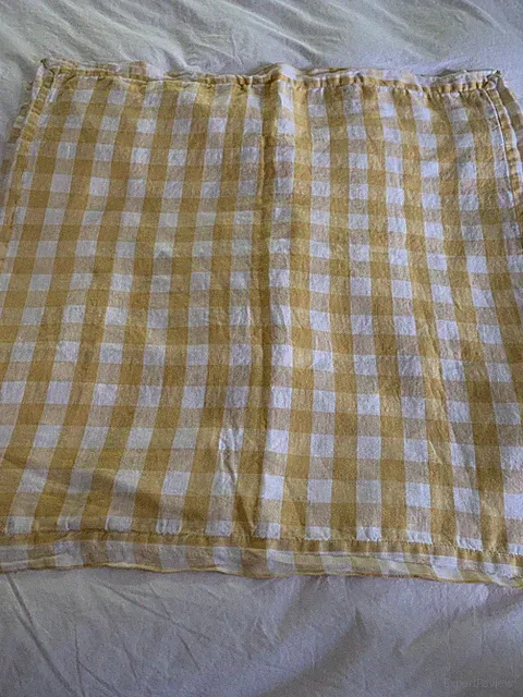 Serena and Lily Yellow & White Check EURO Sham 100% Linen Made in Portugal