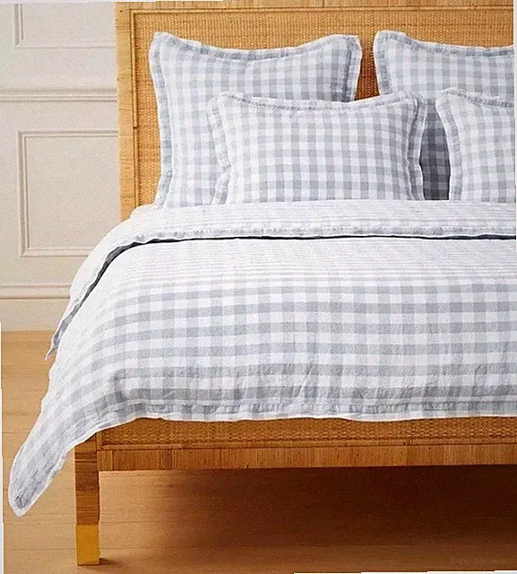 Serena & Lily F/ Q Hyannis Coastal Blue Gingham Duvet & 2 STD Shams 3-pc SET NEW