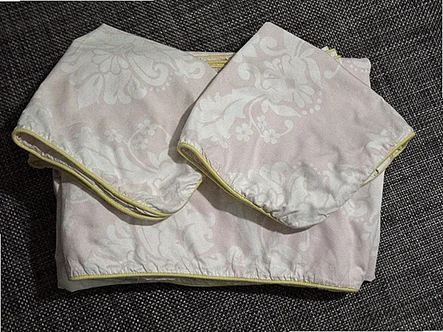 Serena & Lily Fleur-de-Lis 2 Twin Duvet Covers & 2 Euro Shams,Pink/Yellow/White