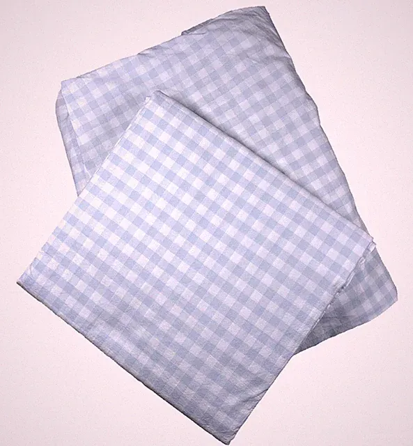 Serena & Lily King Sheet Set Blue Gingham Flat & Fitted Cottage Coastal Portugal