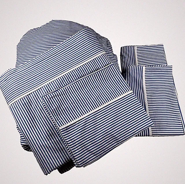 Serena & Lily King Sheet Set Pillow Cases Blue Striped Coastal Cottage Portugal