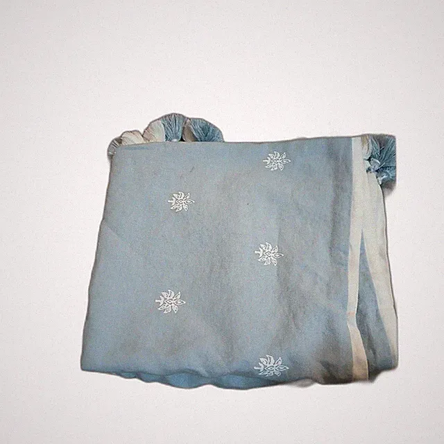 Serena & Lily Linen Blend King Pillow Shams w/ Tassels Blue White (Pair)