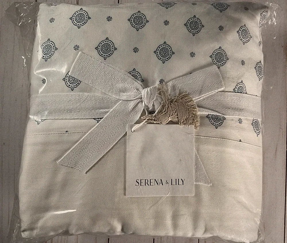 Serena & Lily Porto Sheeting Set California King CalKing Vintage Indigo