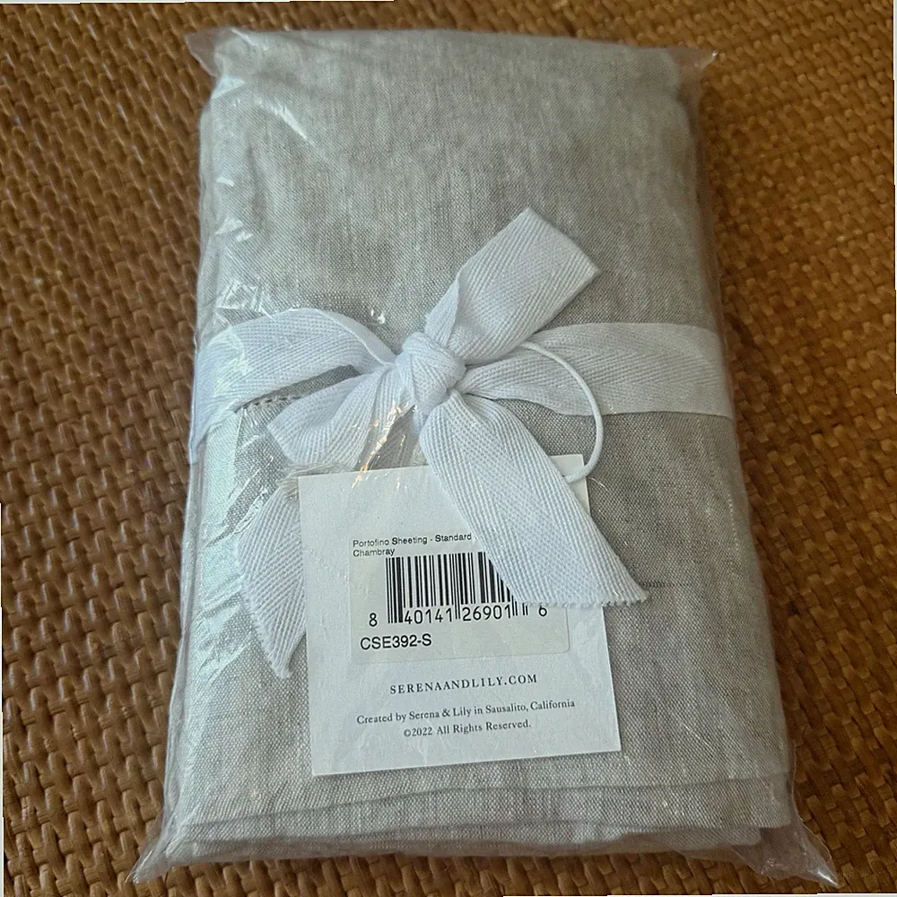 Serena & Lily Portofino Pillowcases Flax Chambray Linen Standard (Set of 2) $98