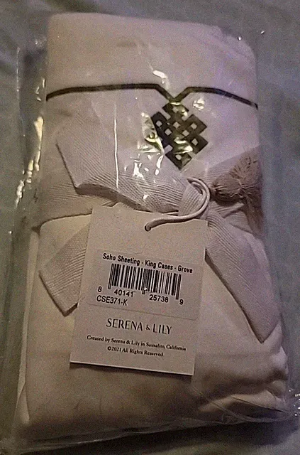 Serena & Lily Sateen Soho King Pillowcases Grove Set 2 Cases NEW