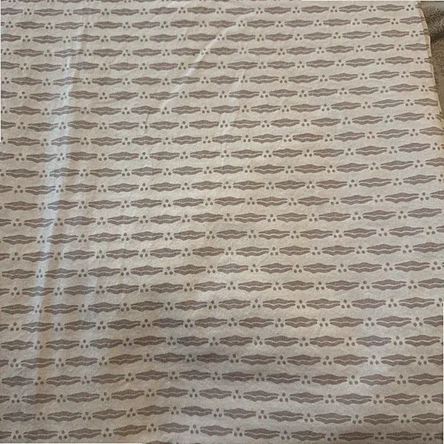 Serena & Lily White & Grey Print Queen Flat Sheet 100% Cotton Percale EUC