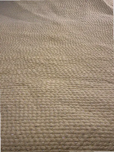 Serena & Lily Yellow Cotton Queen Size Quilt Silver Threads On One Side Yellow